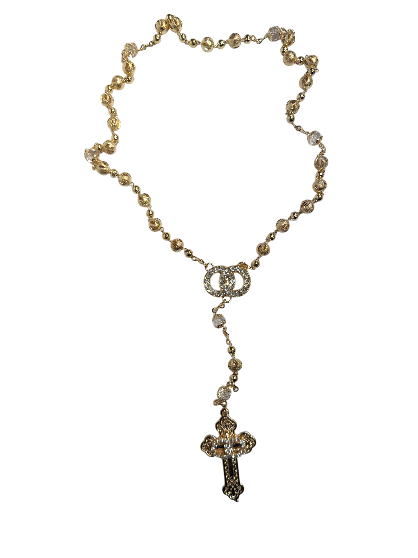 Rosario de Boda Oro con Anillos y Cruz de Cristal