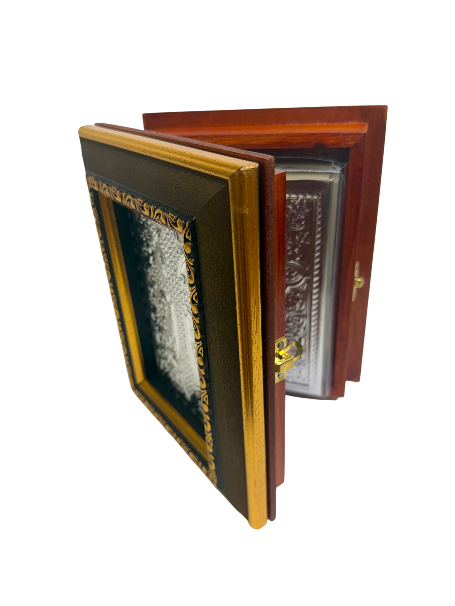 Biblia de Boda con Estuche de Madera y Cruz Plateada