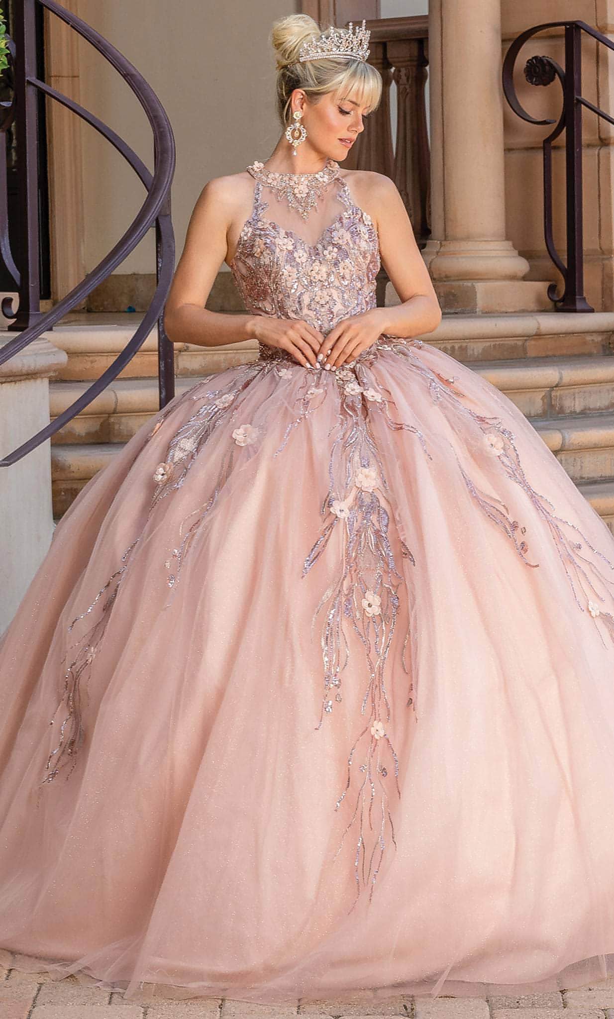 Dancing Queen 1677 - Illusion Halter Quinceanera Ballgown | Mis Quince Primaveras Dancing Queen 1677 - Illusion Halter Quinceanera Ballgown | Mis Quince Primaveras