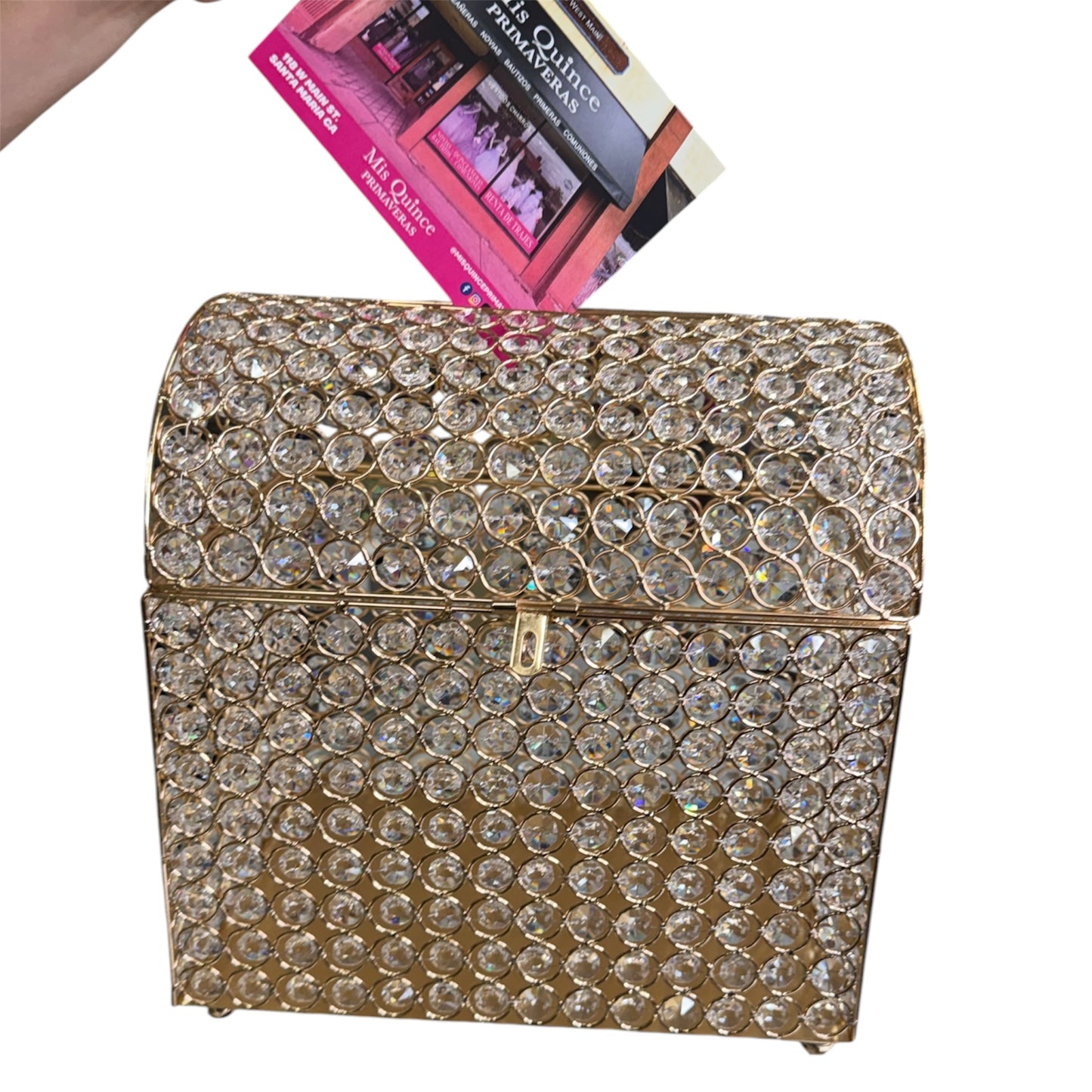 Crystal Gold Keepsake Chest for Quinceañeras & Weddings