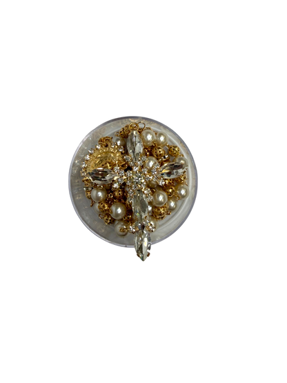 Luxury Pearl Quinceañera Rosary with Crystal Cross & Virgin of Guadalupe