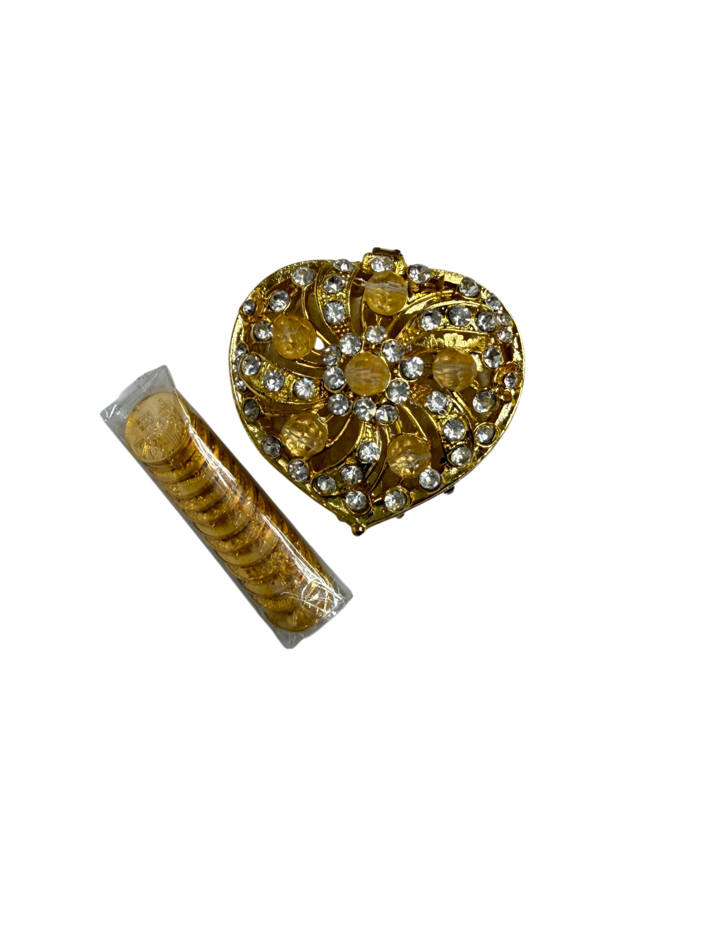 Arras Matrimoniales Doradas con Caja Corazón de Lujo