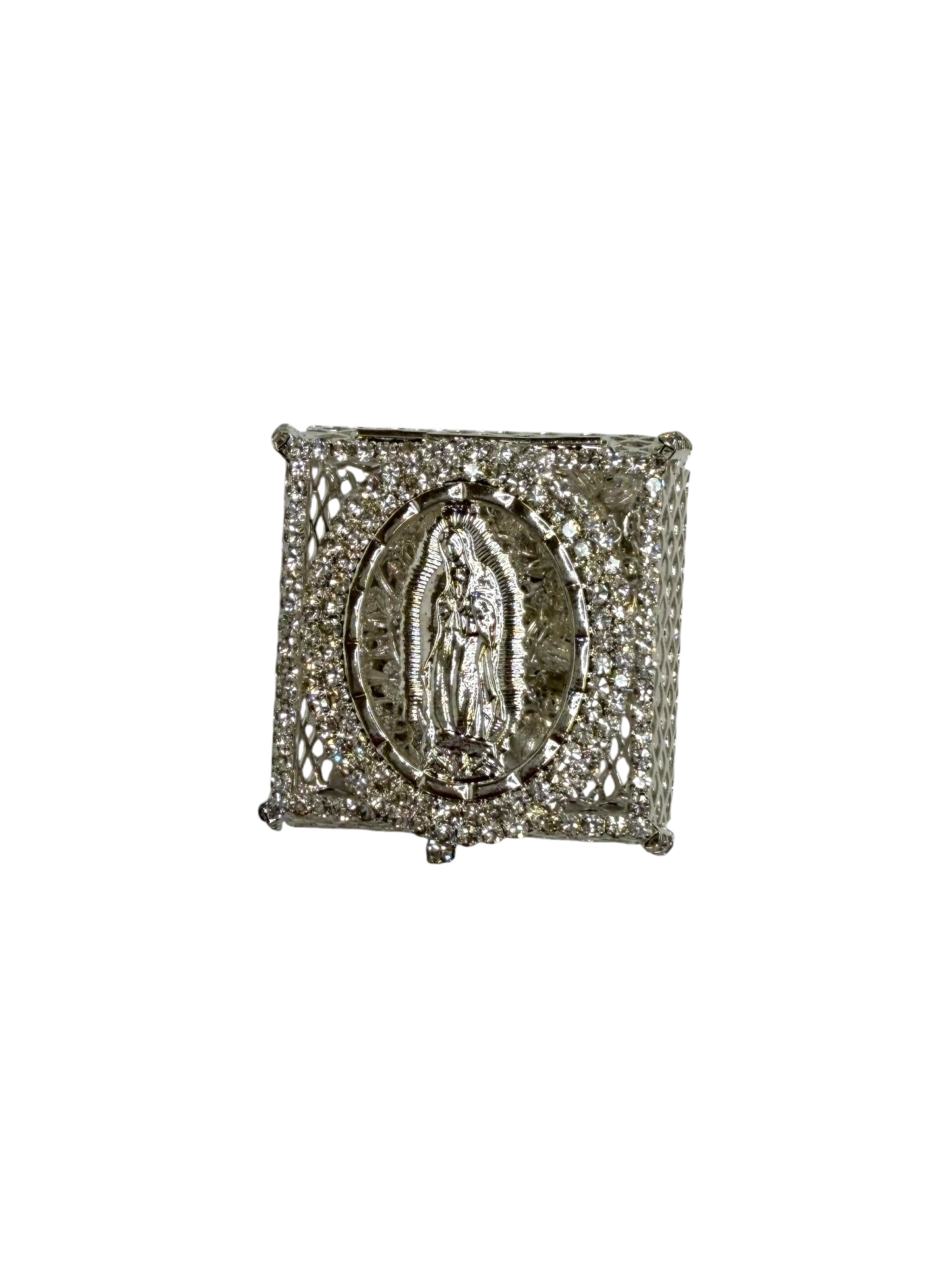 Silver Quinceañera Rosary Gift Set with Butterfly & Virgin Box