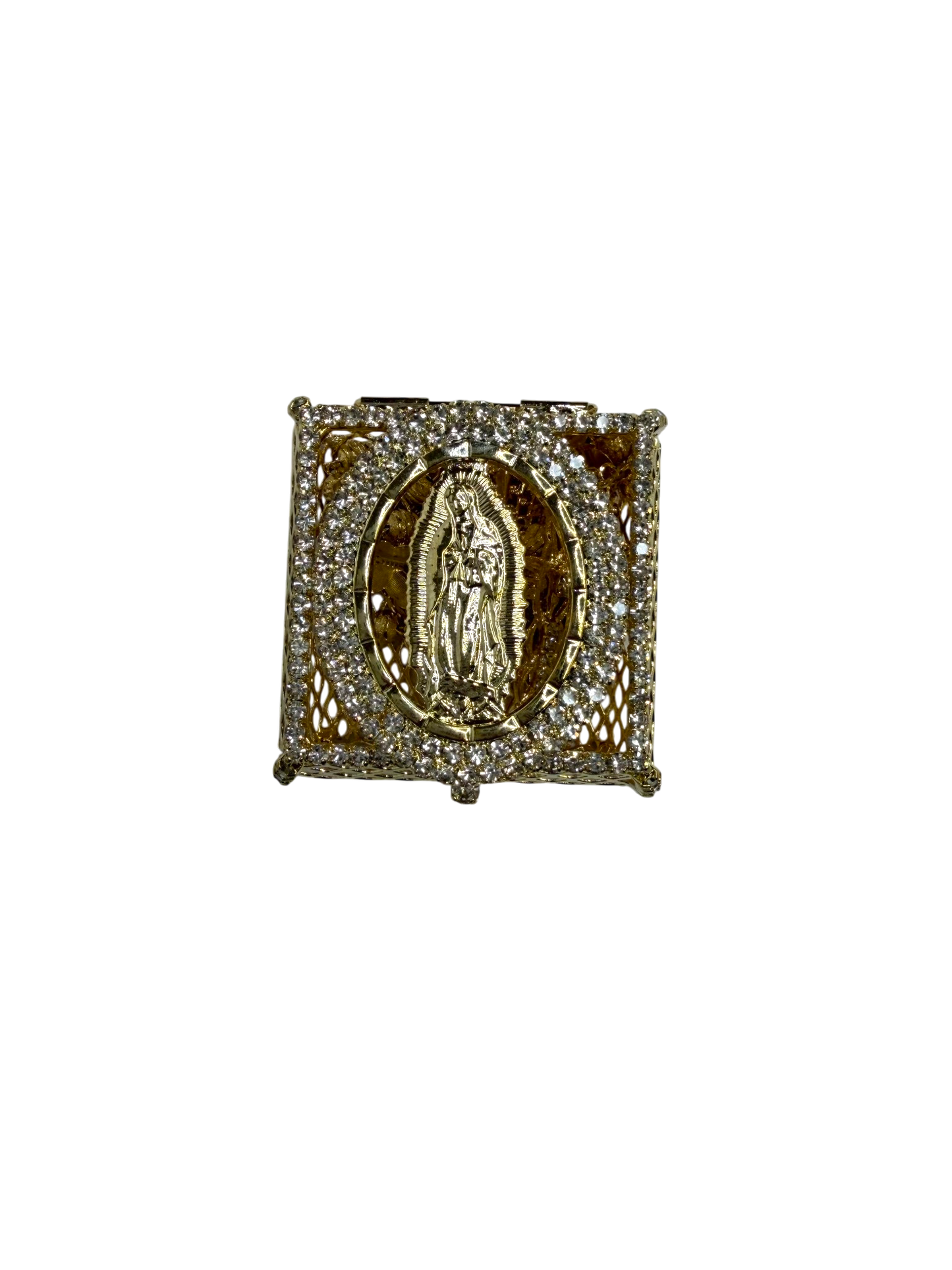 Gold Quinceañera Rosary Gift Set with Butterfly & Virgin Keepsake Box