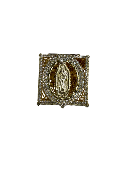 Gold Quinceañera Rosary Gift Set with Butterfly & Virgin Keepsake Box