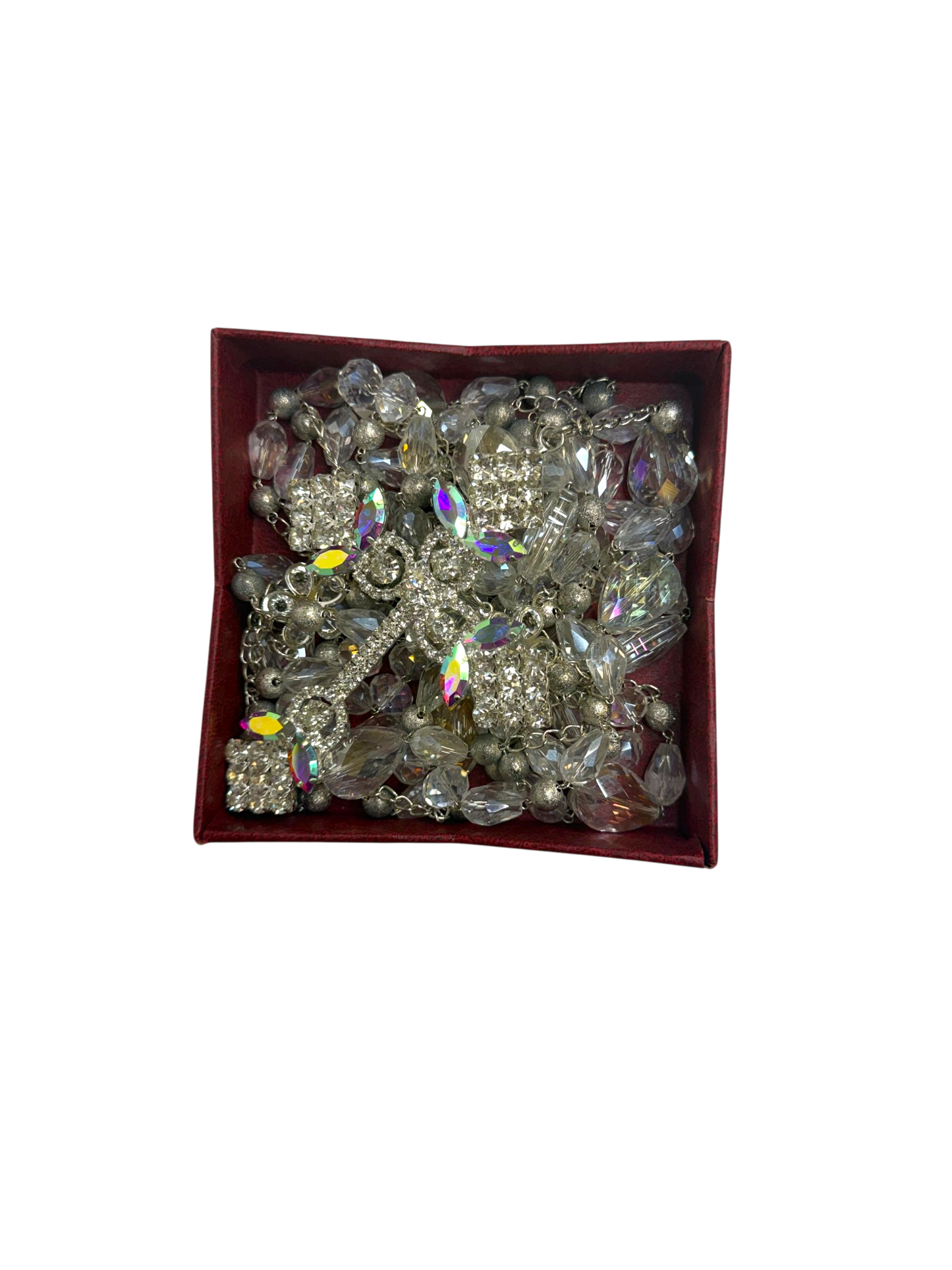 Lazo Matrimonial de Cristal Tornasol con Cruz de Lujo