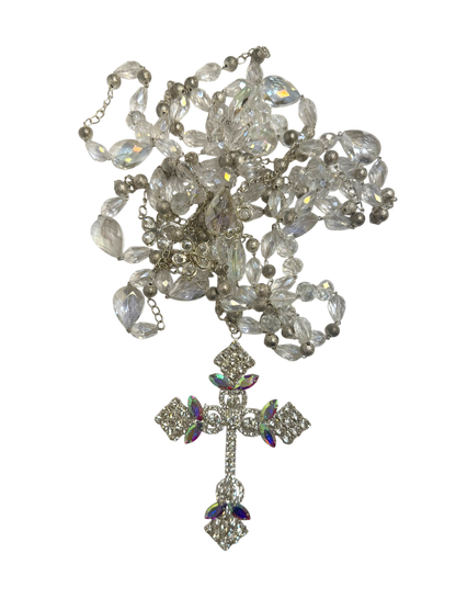 Lazo Matrimonial de Cristal Tornasol con Cruz de Lujo