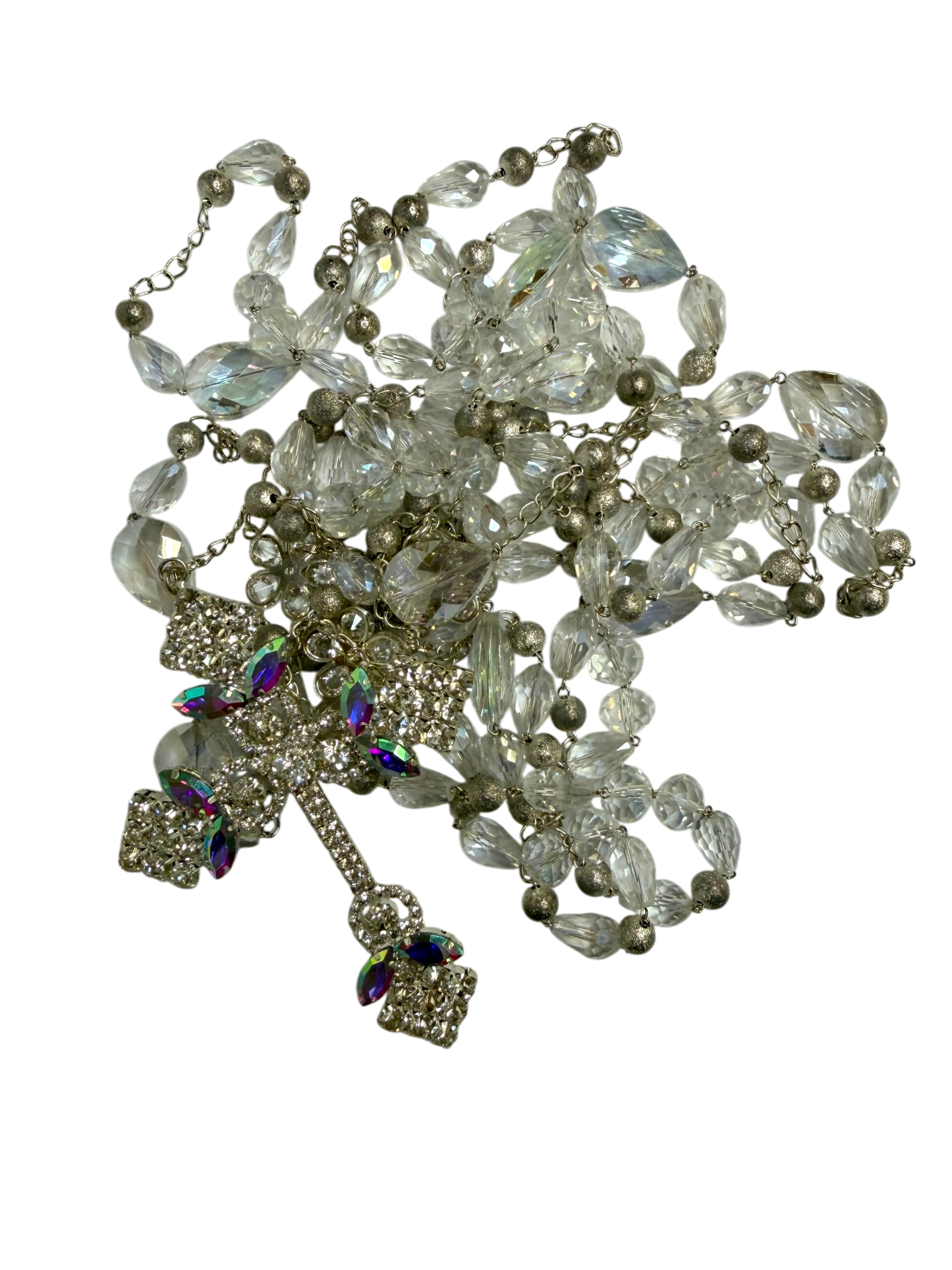 Lazo Matrimonial de Cristal Tornasol con Cruz de Lujo