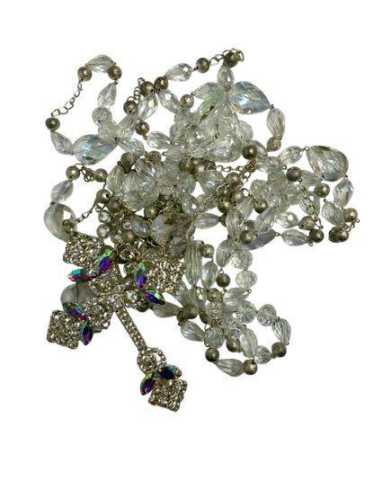 Lazo Matrimonial de Cristal Tornasol con Cruz de Lujo