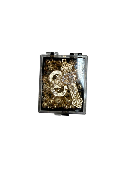 Rosario de Boda Oro con Anillos y Cruz de Cristal