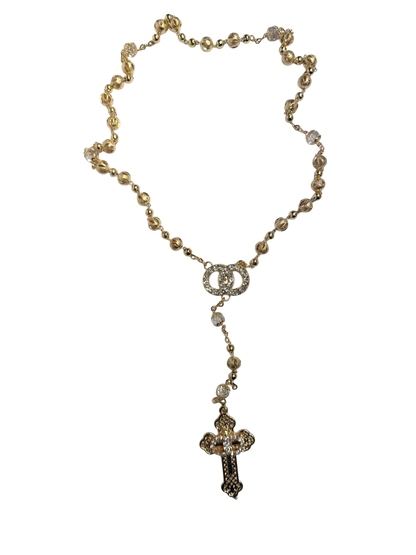 Rosario de Boda Oro con Anillos y Cruz de Cristal