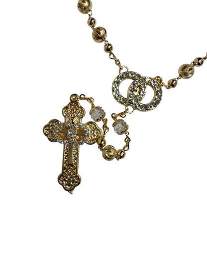 Rosario de Boda Oro con Anillos y Cruz de Cristal