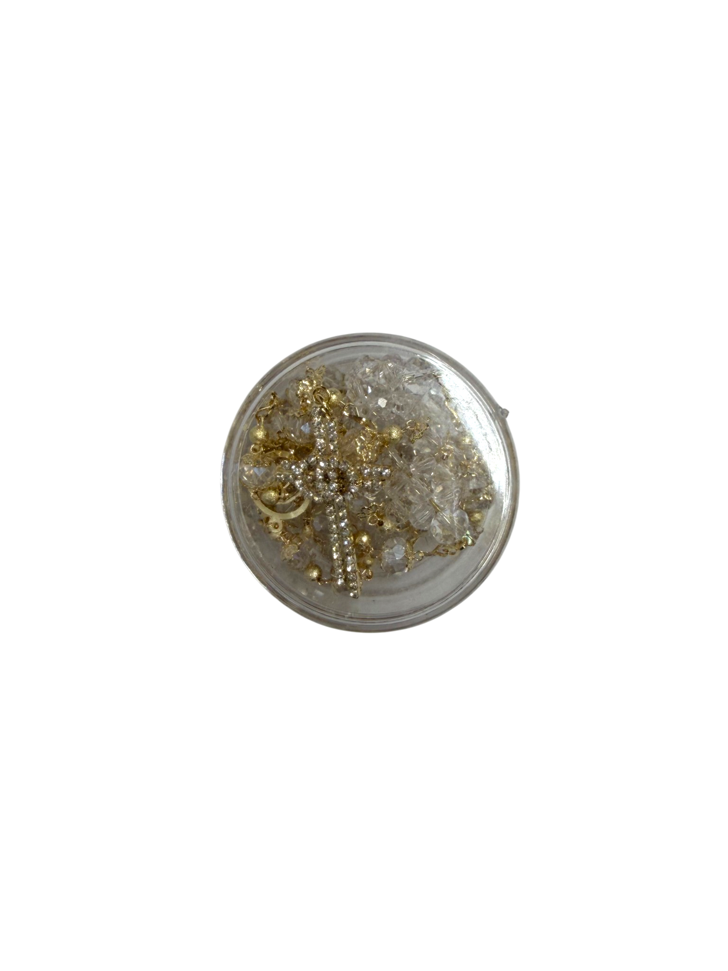 Rosario Dorado con Cristales y Medalla de la Virgen