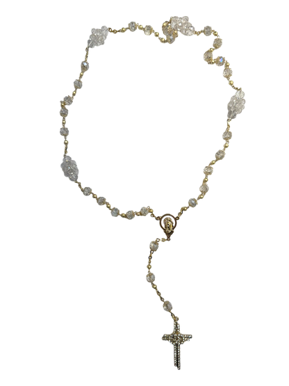 Rosario Dorado con Cristales y Medalla de la Virgen