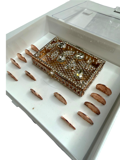 Arras Matrimoniales Oro Rosa con Caja de Cristales