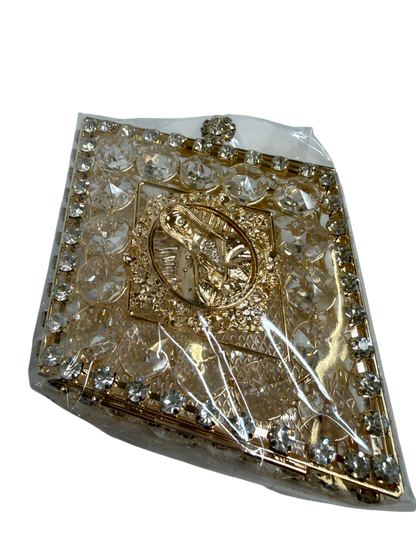Caja para Arras Matrimoniales Dorada con Cristales y Virgen de Guadalupe