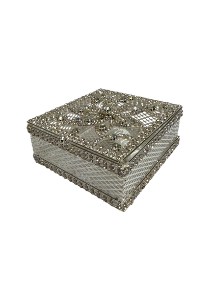 Arras Matrimoniales Plateadas con Caja de Cristal