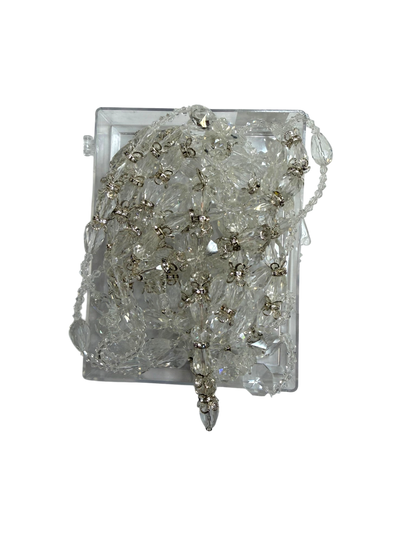 Lazo de Boda Cristal Transparente con Cruz Plateada