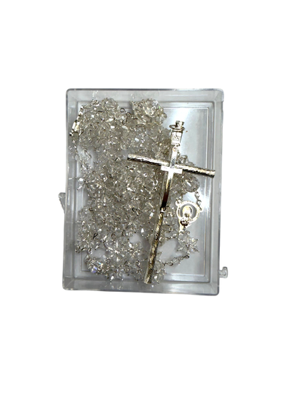 Lazo de Boda Cristal Estelar con Crucifijo Italiano Plateado