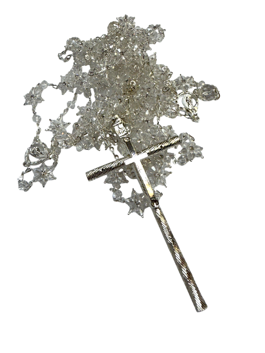 Lazo de Boda Cristal Estelar con Crucifijo Italiano Plateado - Mis Quince Primaveras