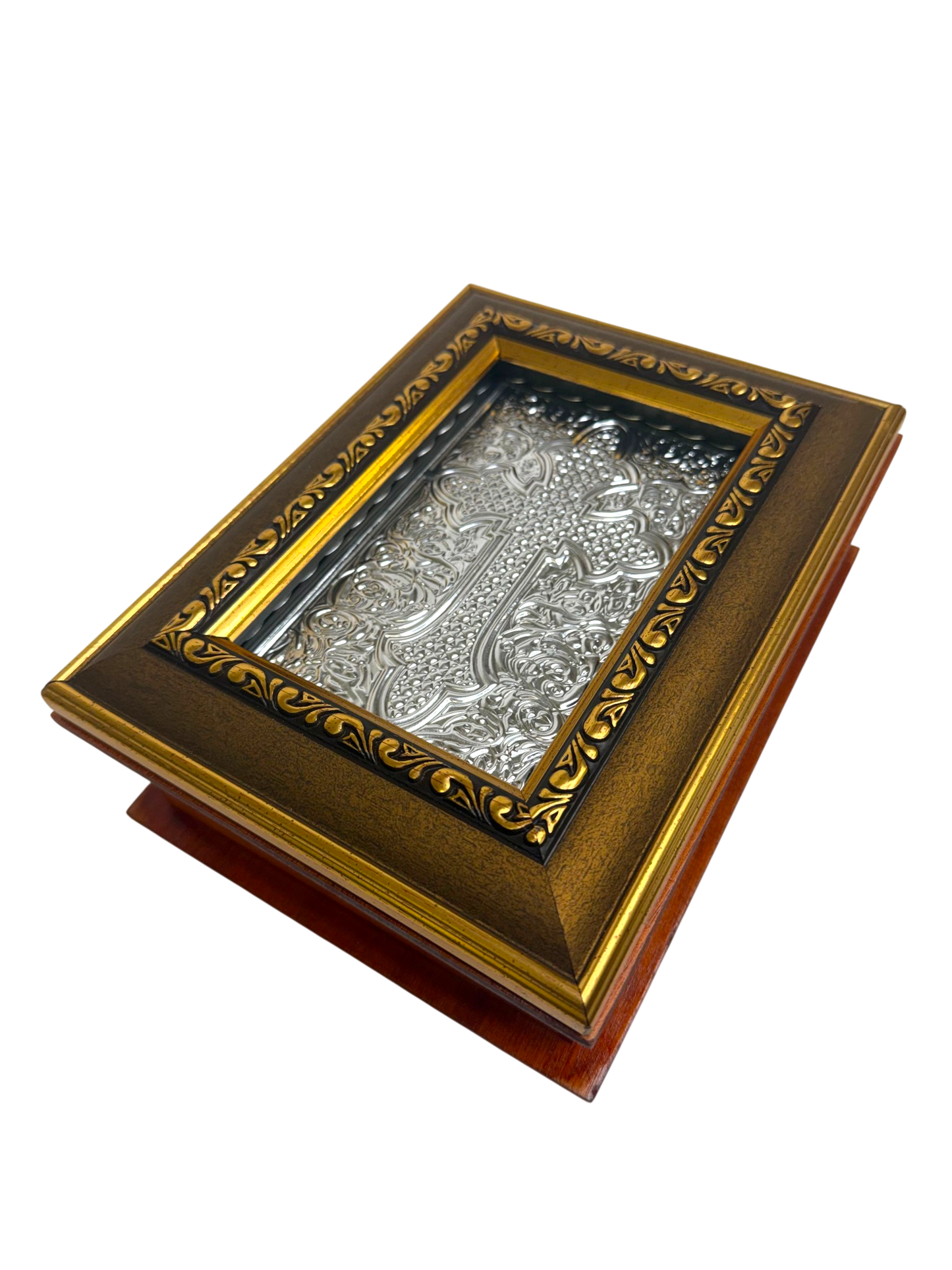 Biblia de Boda con Estuche de Madera y Cruz Plateada