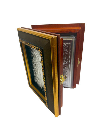 Biblia de Boda con Estuche de Madera y Cruz Plateada
