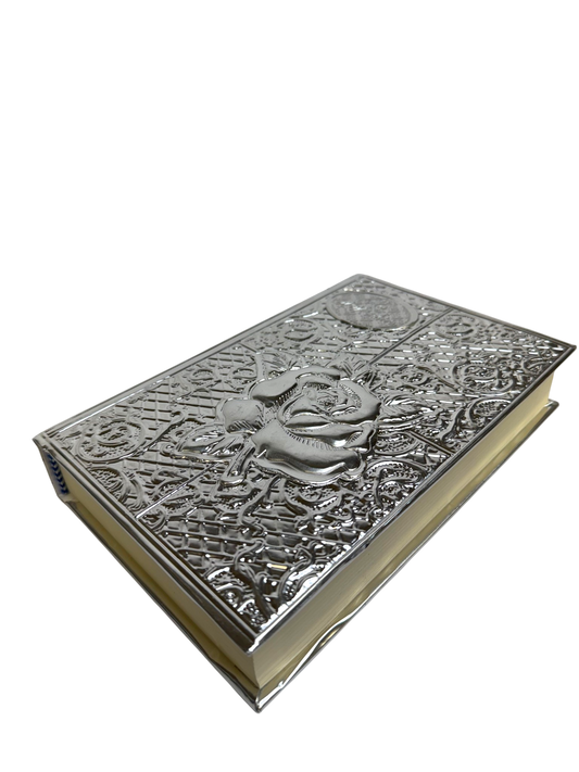 Biblia de Boda Rosa Plateada Elegante