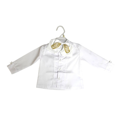 White & Gold Virgen de Guadalupe Charro Baptism Suit