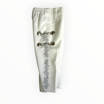 White & Silver Virgen de Guadalupe Charro Baptism Suit