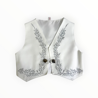 White & Silver Virgen de Guadalupe Charro Baptism Suit