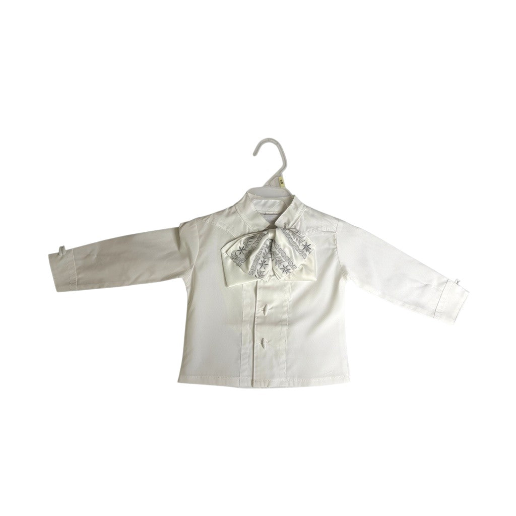 White & Silver Virgen de Guadalupe Charro Baptism Suit