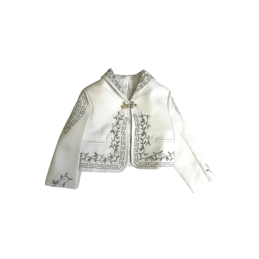 White & Silver Gallo Charro Baptism Suit