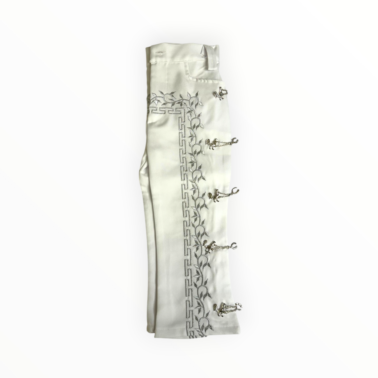 White & Silver Gallo Charro Baptism Suit
