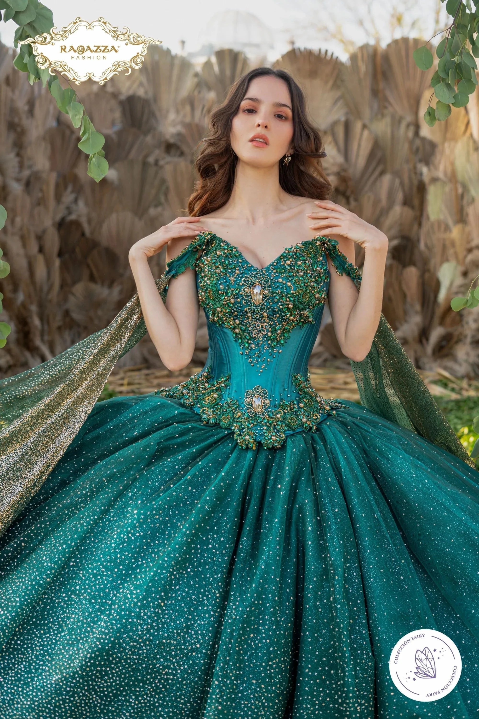 CAPE SLEEVE QUINCEANERA DRESS BY RAGAZZA D84-584