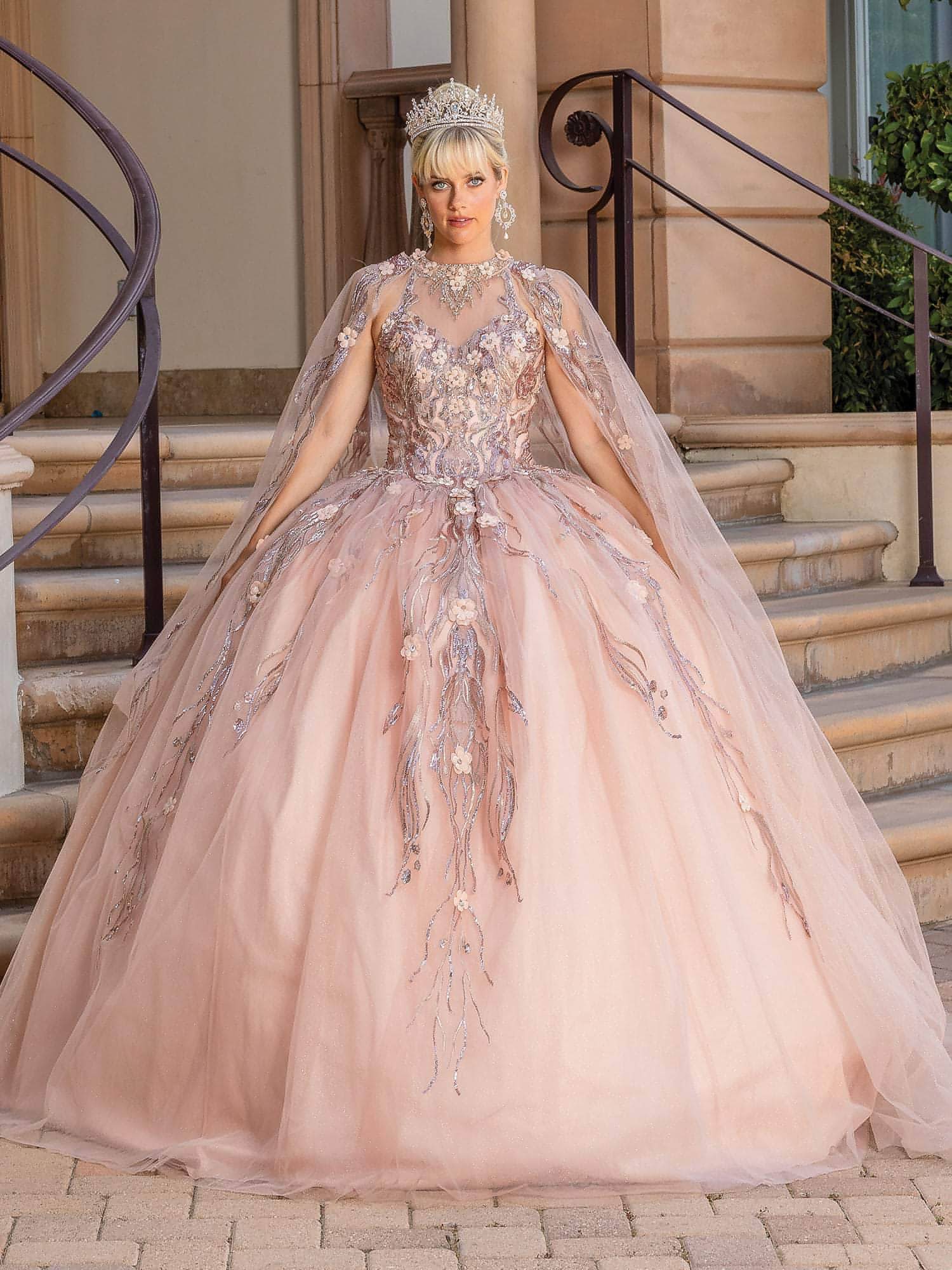 Dancing Queen 1677 Illusion Halter Quinceanera Ballgown Mis Quince