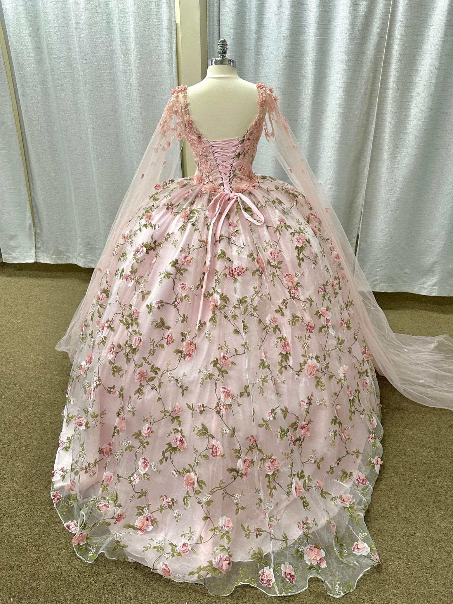 Pink floral 2024 ball gown