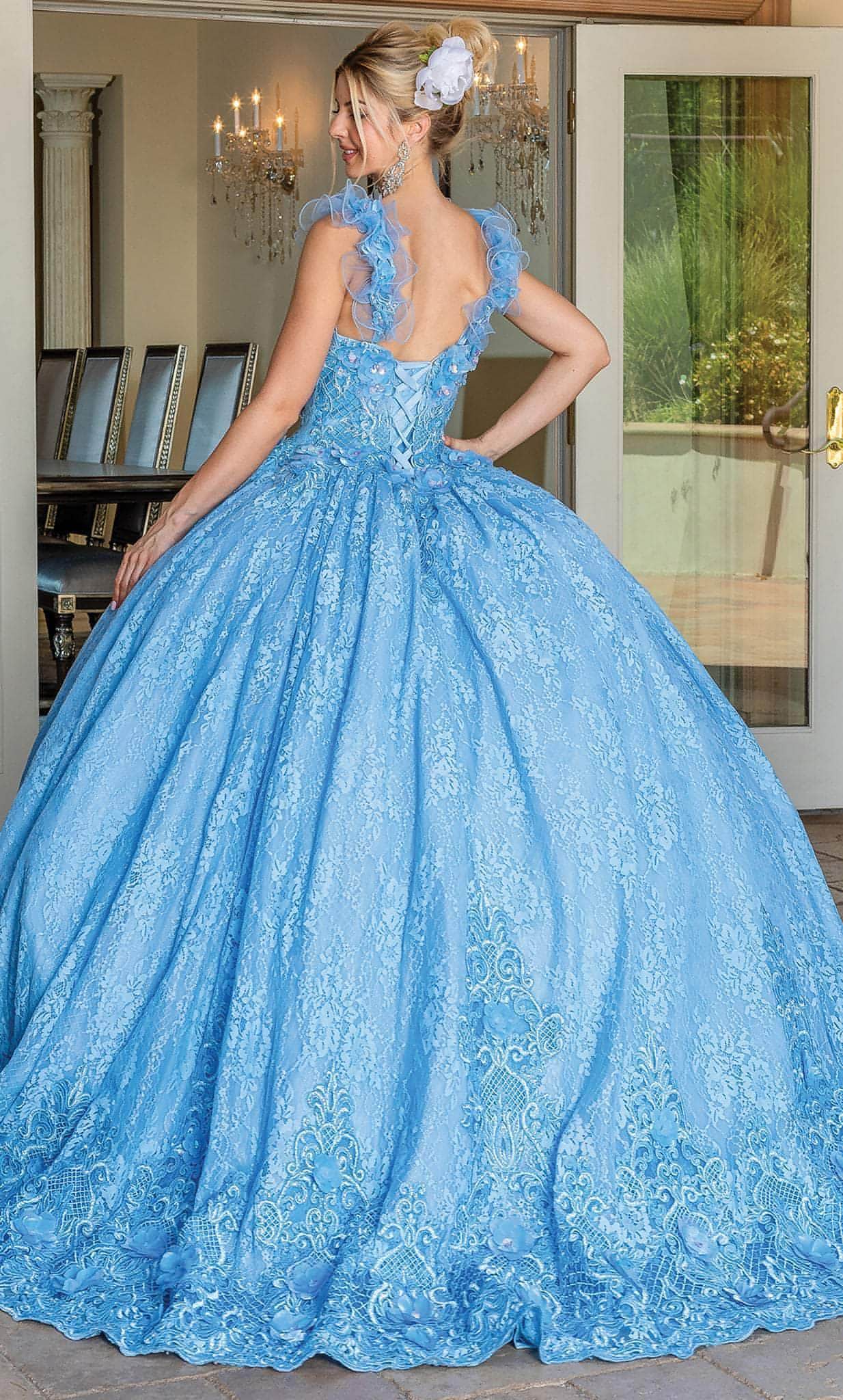 Dancing Queen 1721 - 3D Floral Embellished Sleeveless Ballgown | Mis Quince Primaveras Dancing Queen 1721 - 3D Floral Embellished Sleeveless Ballgown | Mis Quince Primaveras